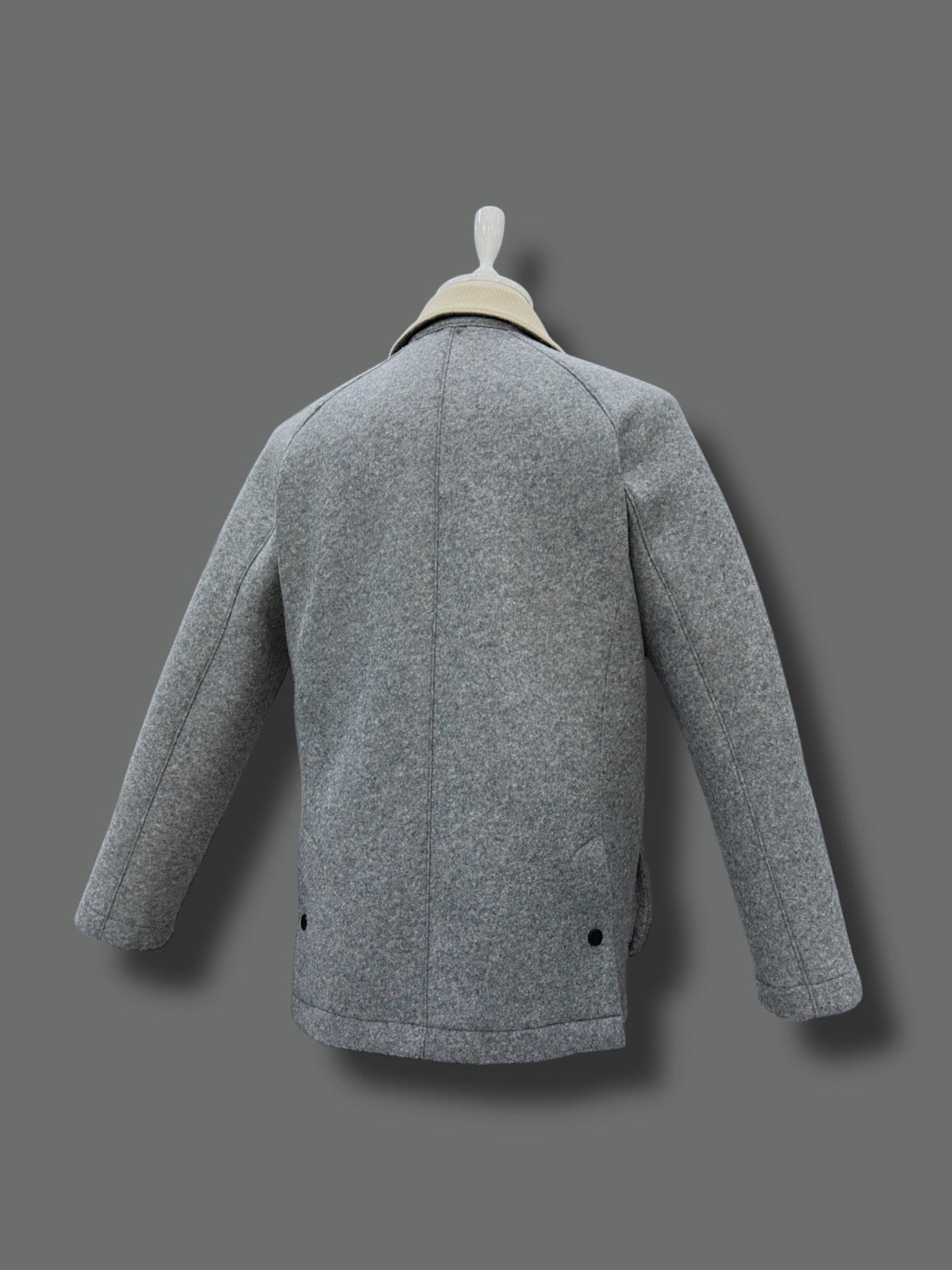 Wool Blend Winter Coat with Double Zipper and Multiple Pockets, Gray