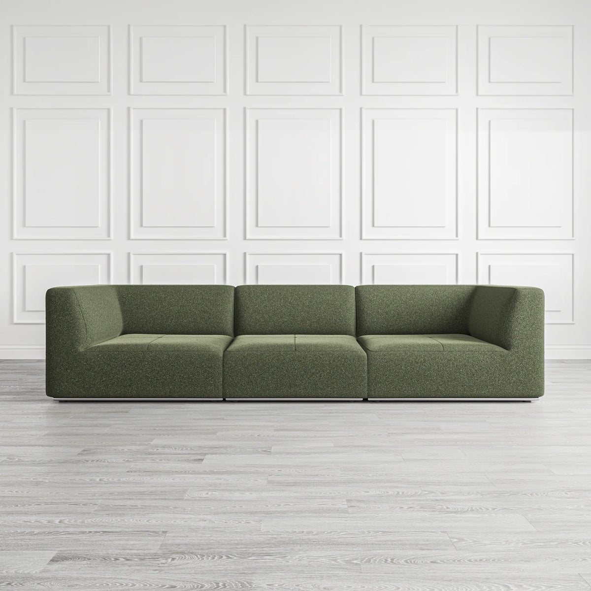 Modern Moss Green, Living Room Sofa with Nickel Base