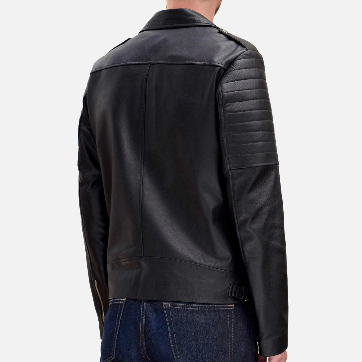 Biker Jacket with Full-Grain Calf Leather and Cotton-Linen Lining
