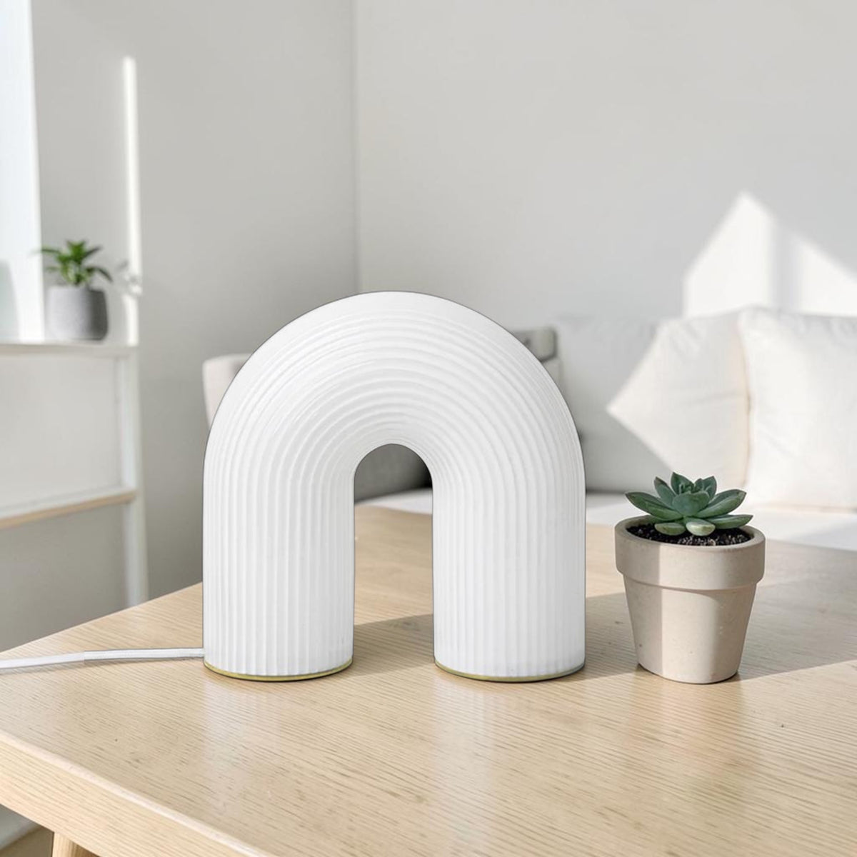 Modern Opal Glass, Table Lamp with Dimmable LED