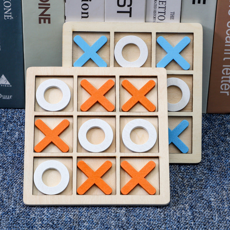Hardwood Tic Tac Toe Board with Natural Finish for Travel Bags Patios and Game Shelves