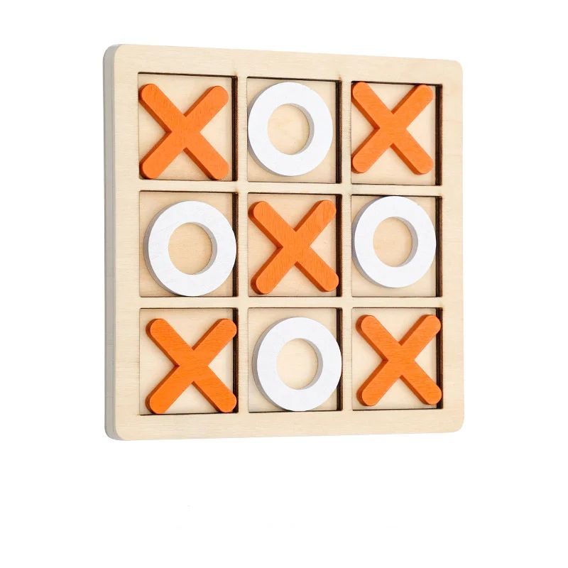 Hardwood Tic Tac Toe Board with Natural Finish for Travel Bags Patios and Game Shelves
