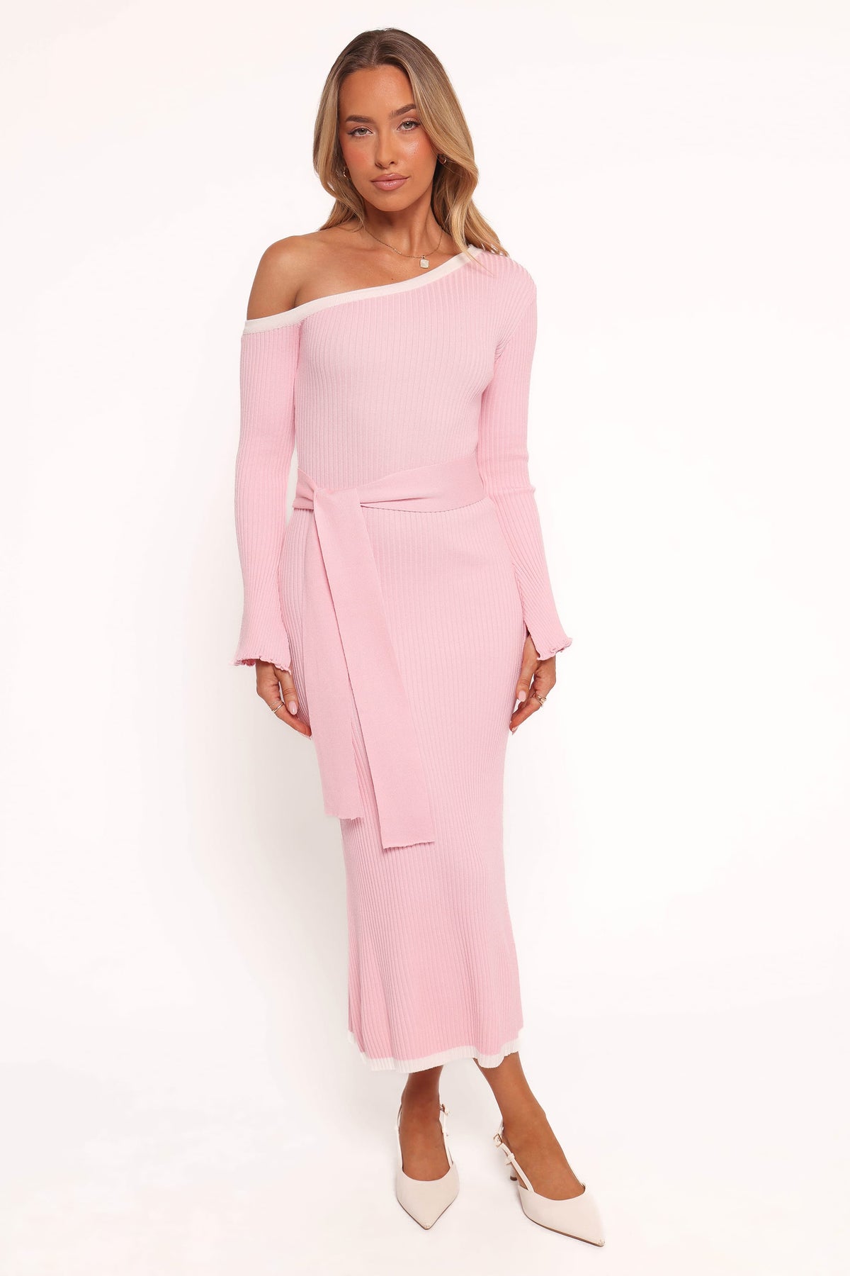 Petal and Pup USA DRESSES Milan Off Shoulder Midi Dress - Pink
