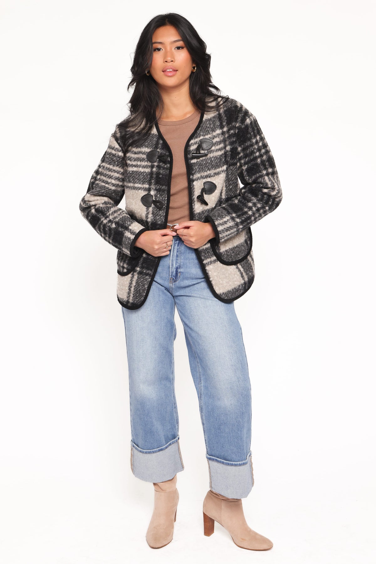 Petal and Pup USA OUTERWEAR Austin Plaid Jacket - Black
