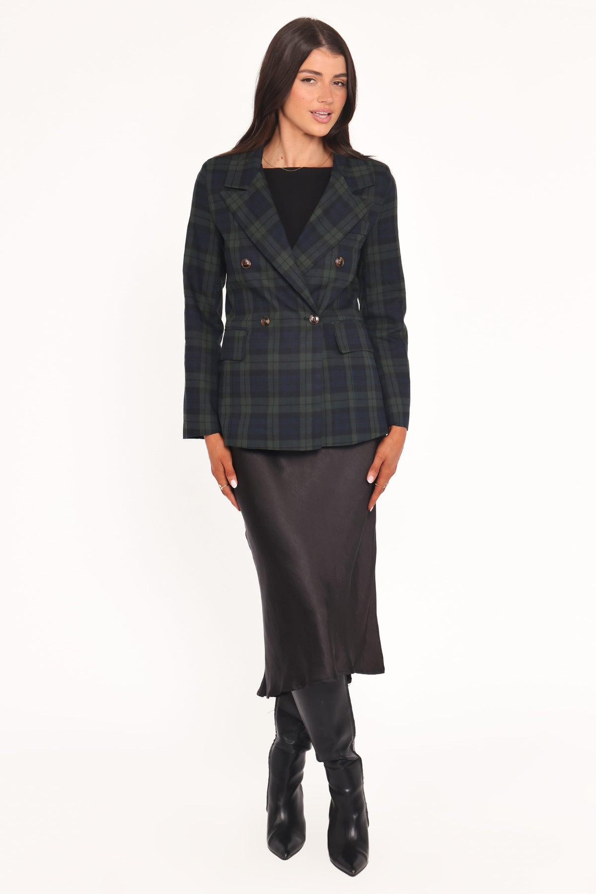 Petal and Pup USA OUTERWEAR Juliette Blazer - Green Plaid