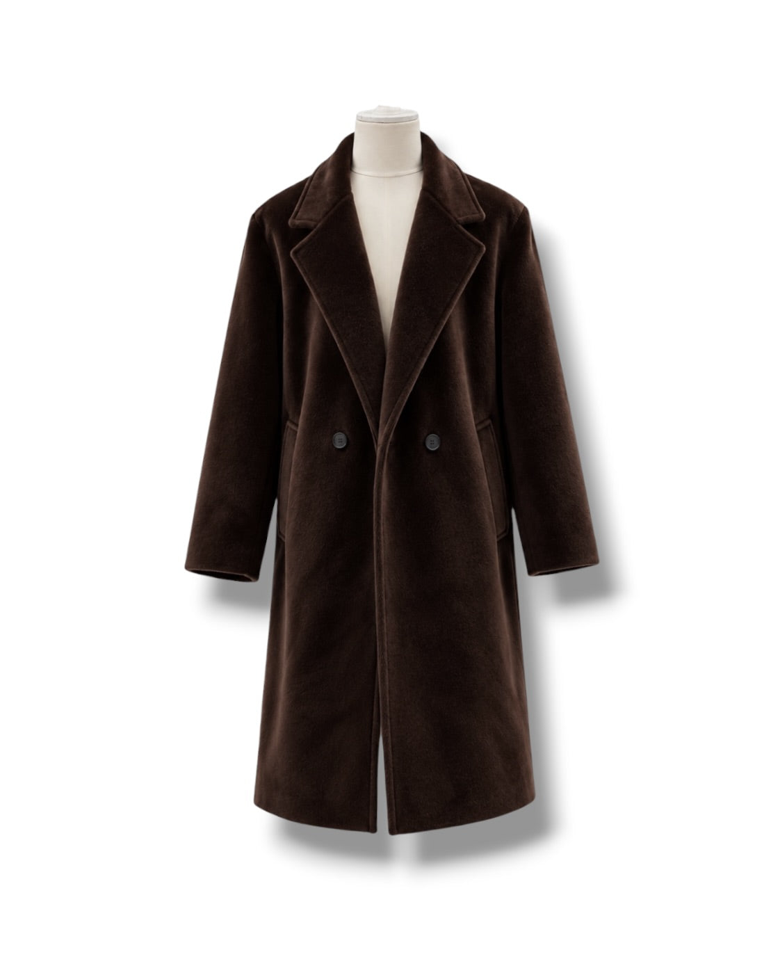 Oversize Men's Coat with Wide Pointed Lapels and Double-Breasted Button Closure