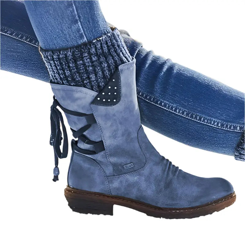 Womens Low Heel Ankle Boots with Warm Lining in Five Colors for Cold Weather Outings