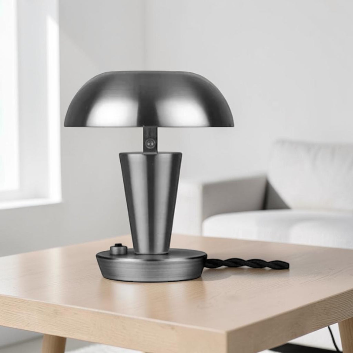 Compact Steel, Table Lamp with Adjustable Shade