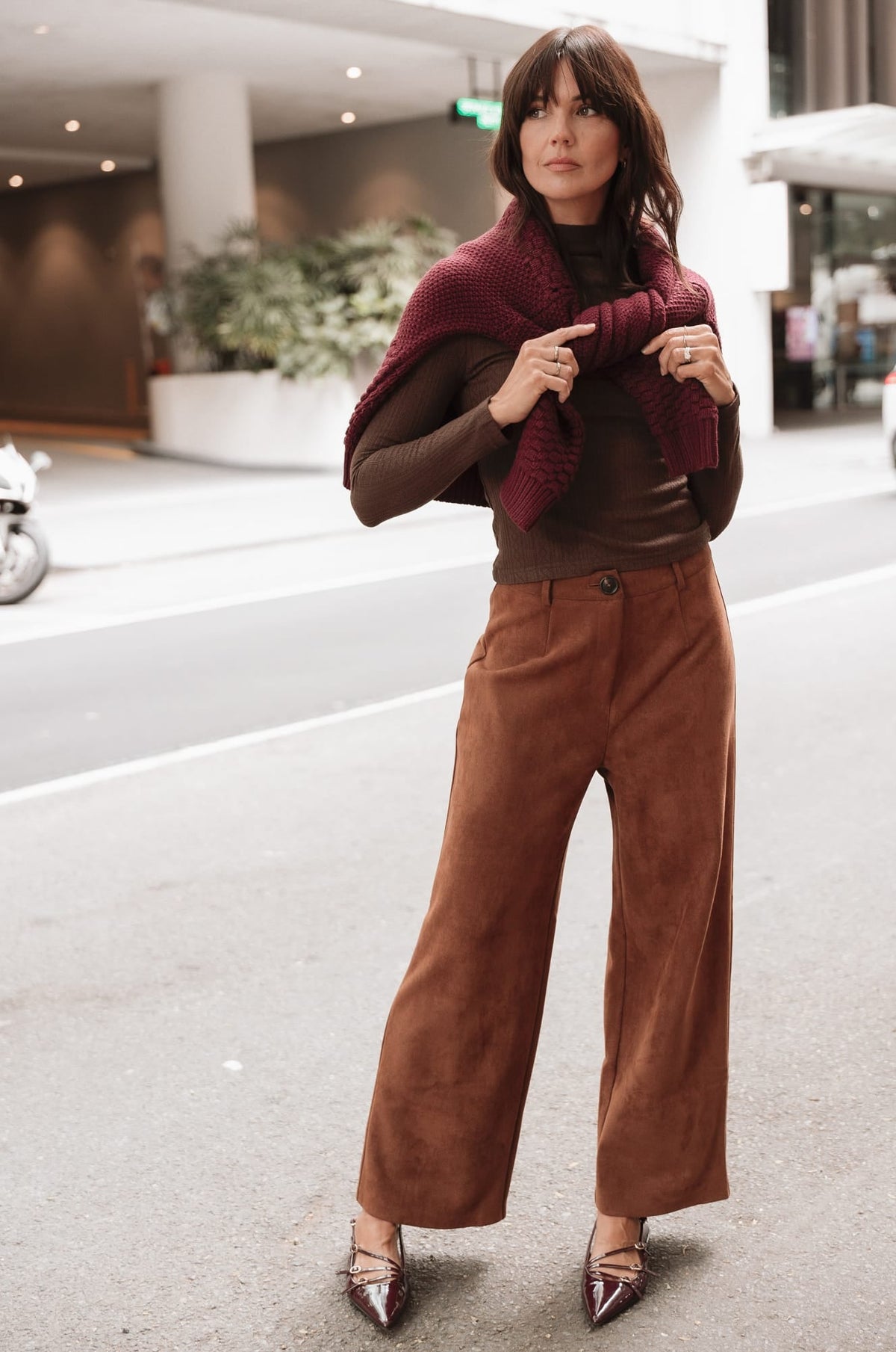 BOTTOMS Bodie Faux Suede Pant - Copper Tan