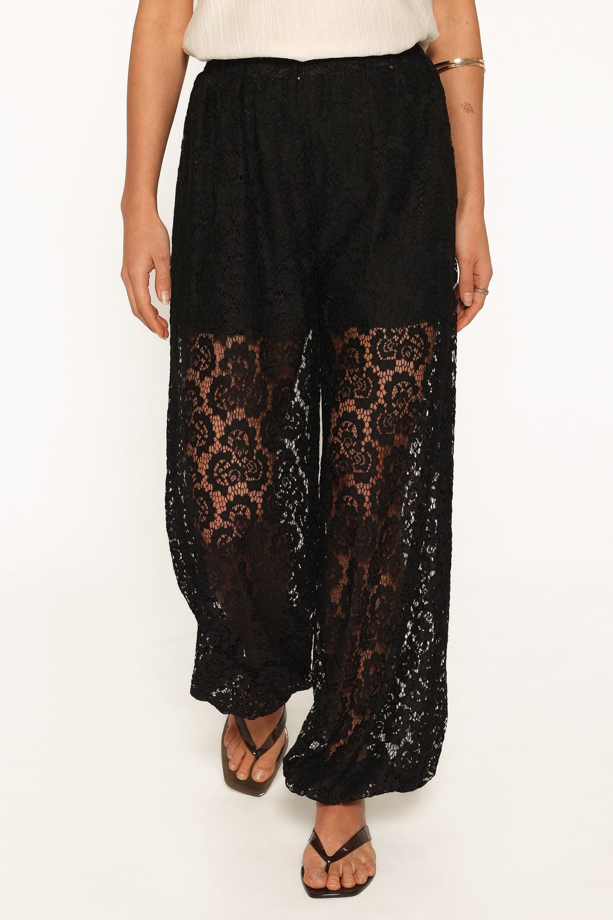 BOTTOMS Chloe Balloon Lace Pant - Black