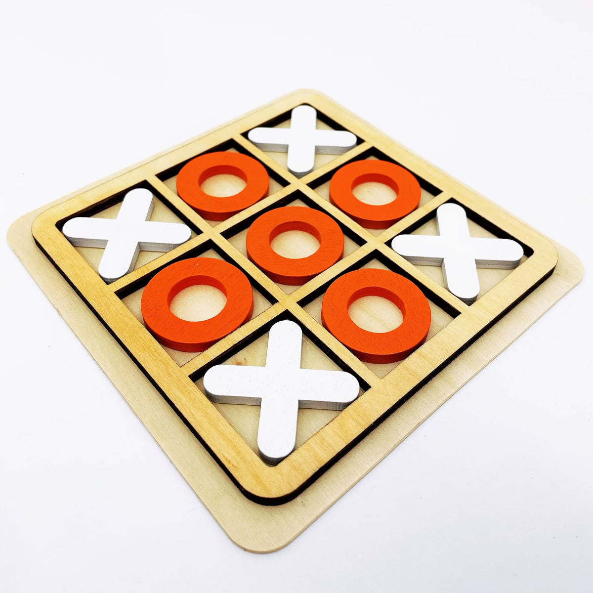 Hardwood Tic Tac Toe Board with Natural Finish for Travel Bags Patios and Game Shelves