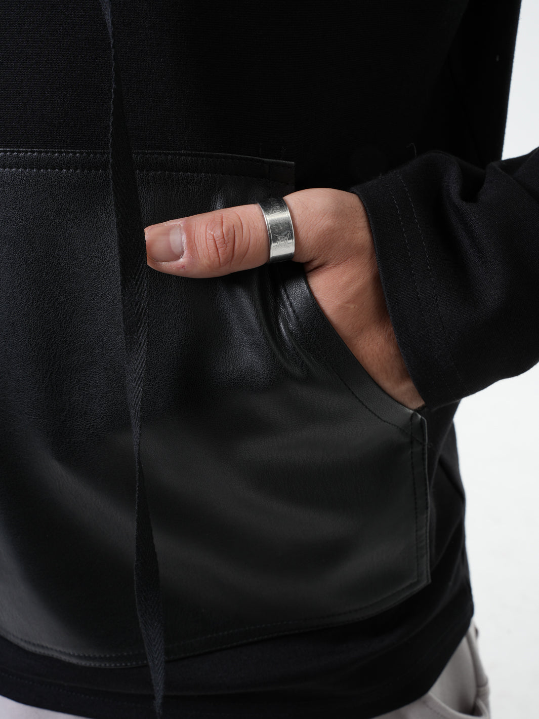 Hooded Sweatshirt with Zipper Closure and Synthetic Accent Panels