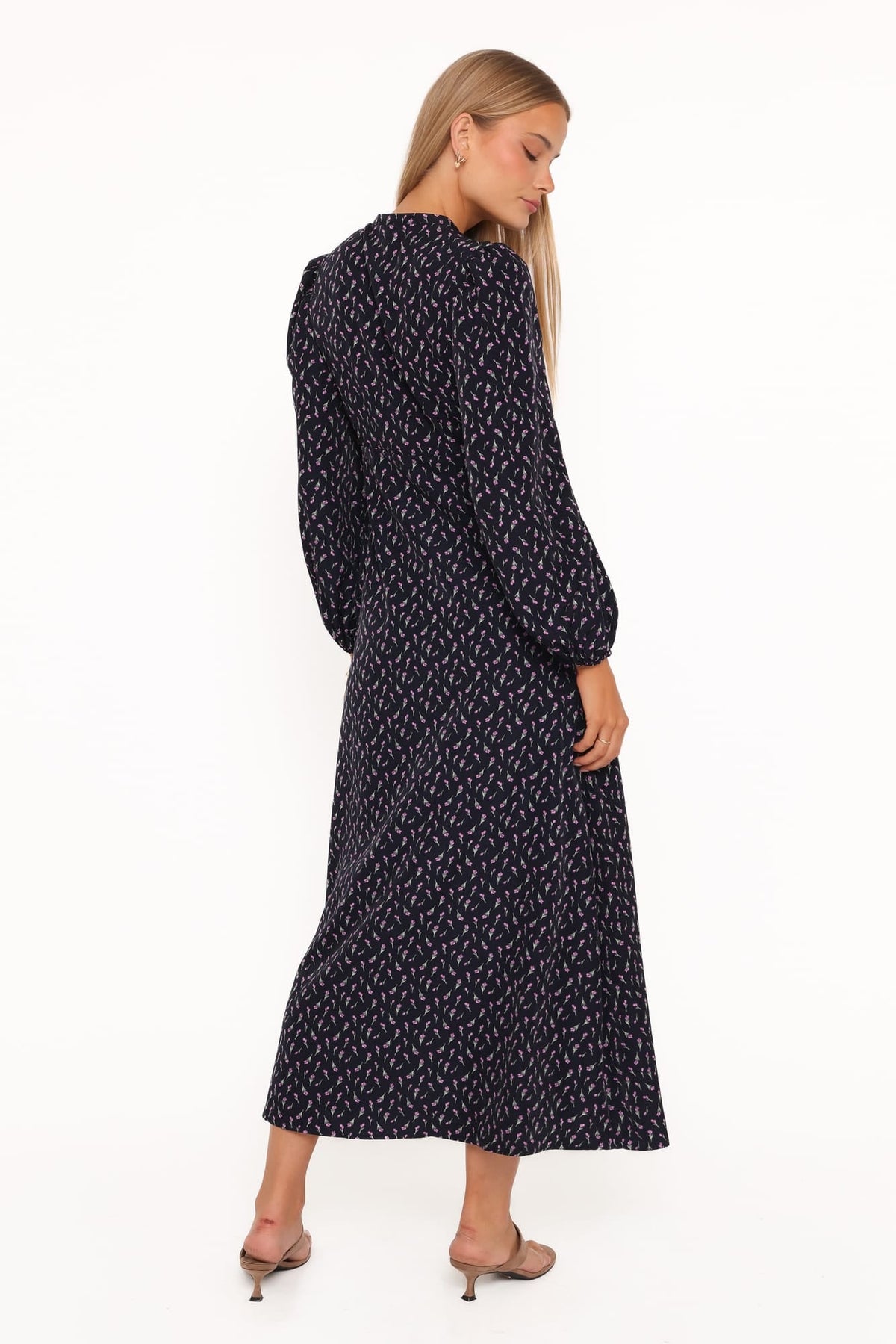 Petal and Pup USA DRESSES Tillie Long Sleeve Maxi Dress - Navy Tulip Floral