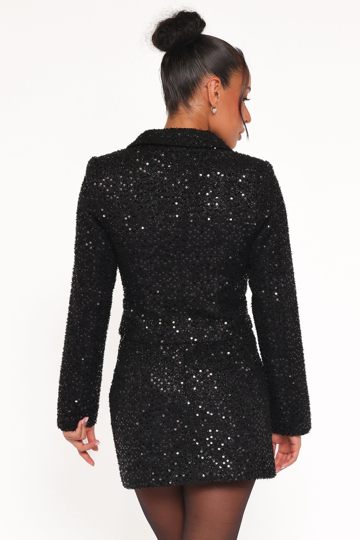 Petal and Pup USA OUTERWEAR Valentina Cropped Blazer - Black Sequin