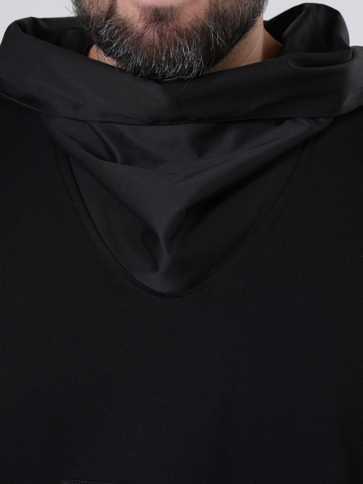Asymmetric French Terry Hoodie with Kangaroo Pocket and Ribbed Cuffs